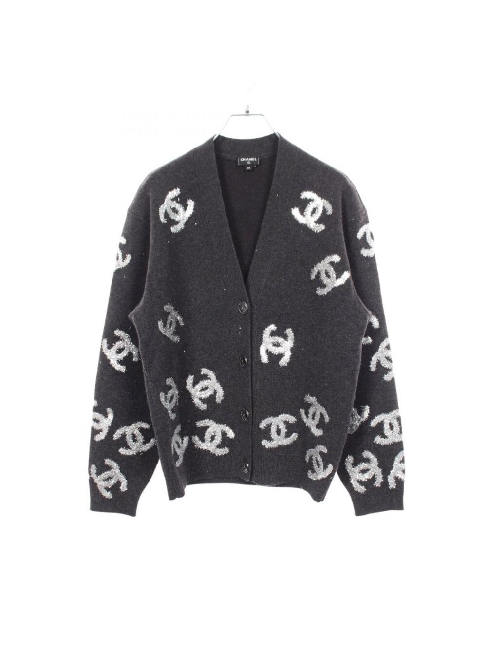 Chanel Cardigan CC Logo Glitter Cashmere